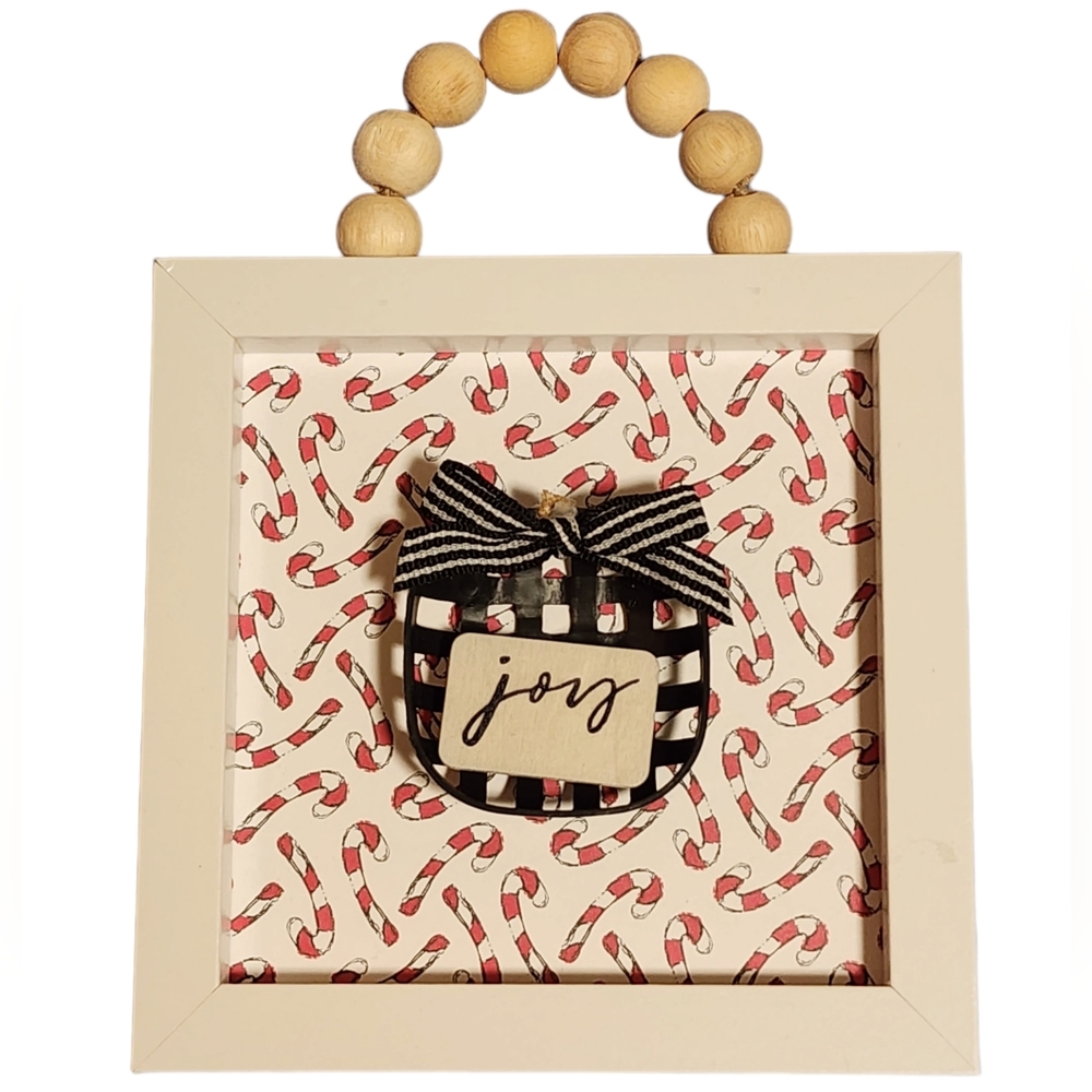 Handmade "Joy" Holiday decor 5.8 x 5.8 inches Great for Tired Trays & Gifts!